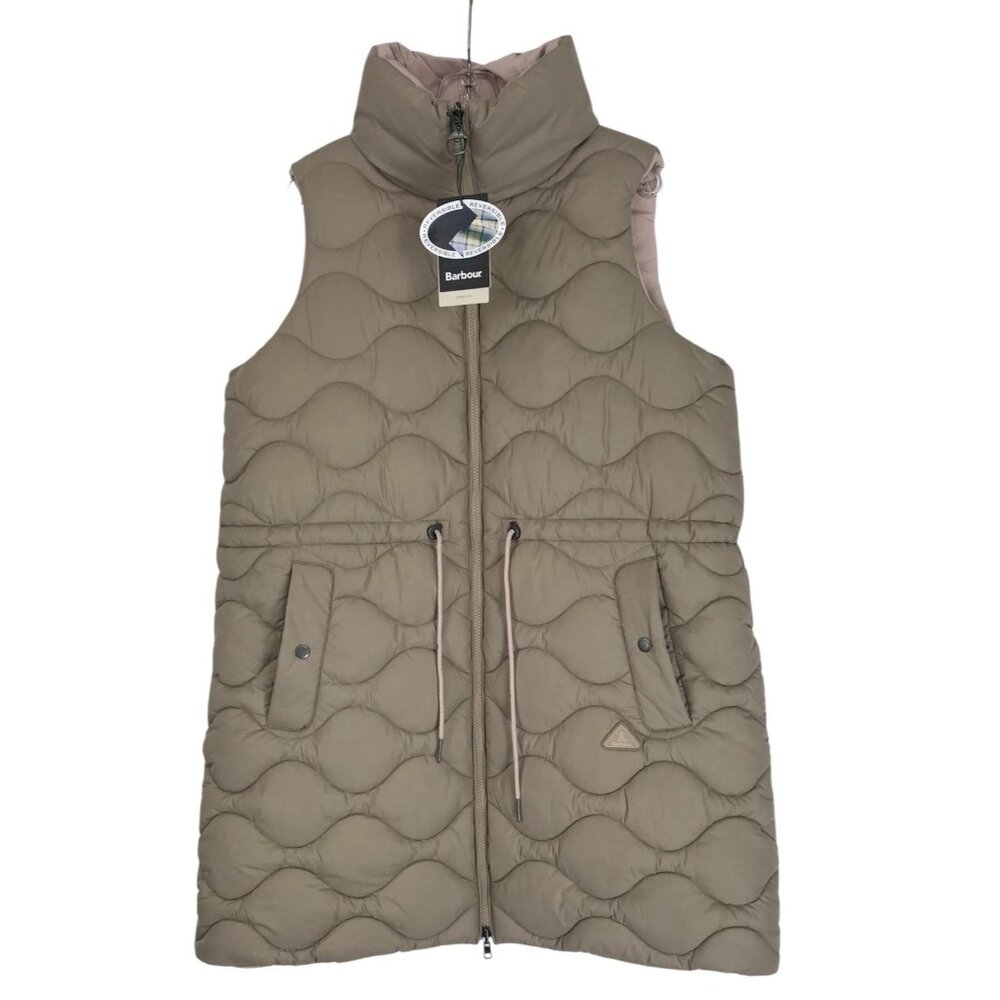 Barbour Vest Womens Size 14 US‎ 18 UK Reversible Shelly Gilet Quilted Beige Pink